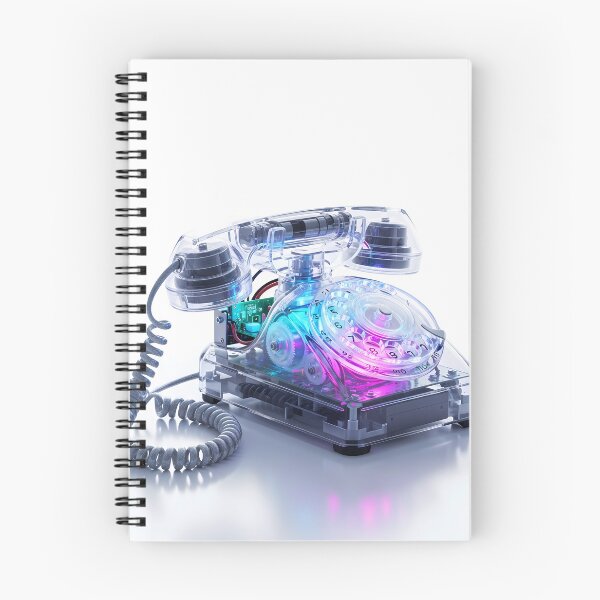 Artikelvorschau, Transparentes Neon-Drehtelefon – Retro-Tech-Cyberpunk-Kunst entworfen und verkauft von powersunlight.