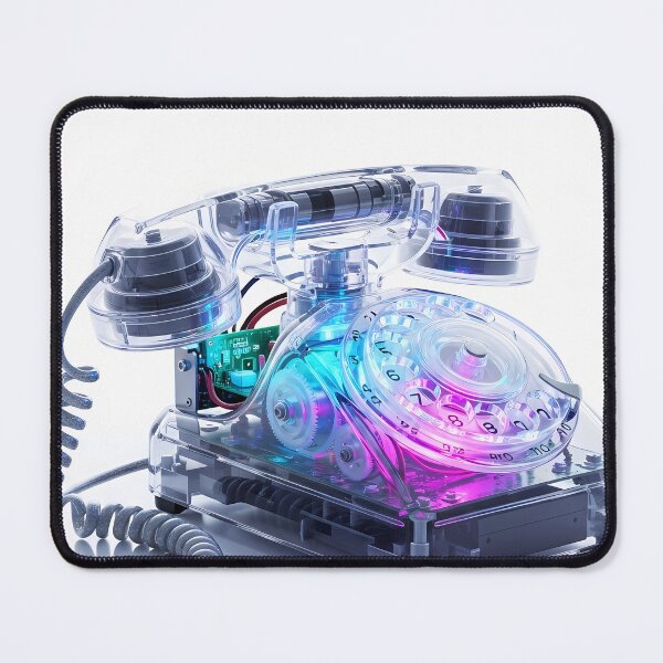 Artikelvorschau, Transparentes Neon-Drehtelefon – Retro-Tech-Cyberpunk-Kunst entworfen und verkauft von powersunlight.