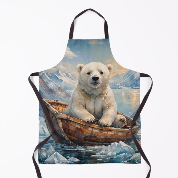 Item preview, Young Polar Bear in Wooden Boat designed and sold by KiwiArtistDK.