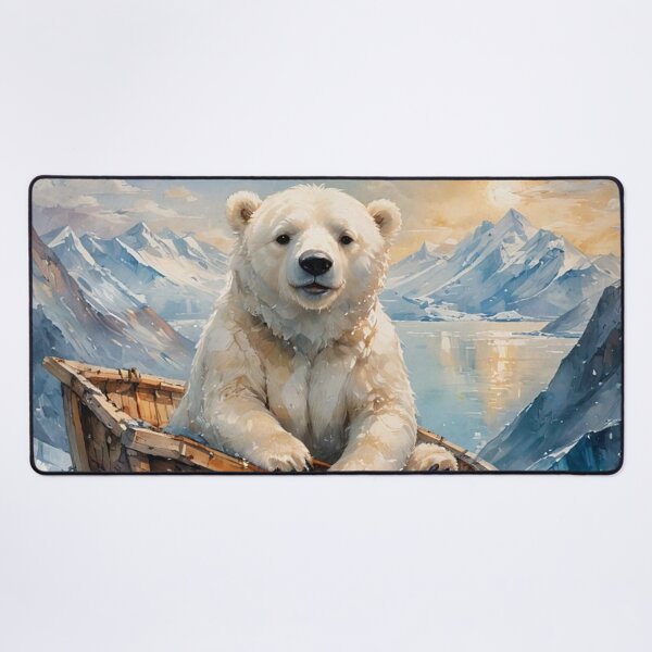 Item preview, Young Polar Bear in Wooden Boat designed and sold by KiwiArtistDK.