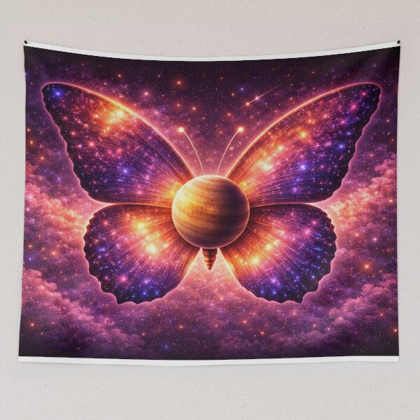 Item preview, Cosmic Butterfly Planet in Neon Galaxy Nebula designed and sold by CLOUTKULT.