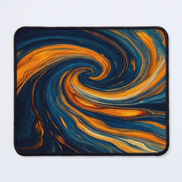 Item preview, Midnight Azure and Amber Gold Abstract Paint Swirl designed and sold by MakarenaCreate.