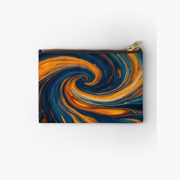 Item preview, Midnight Azure and Amber Gold Abstract Paint Swirl designed and sold by MakarenaCreate.