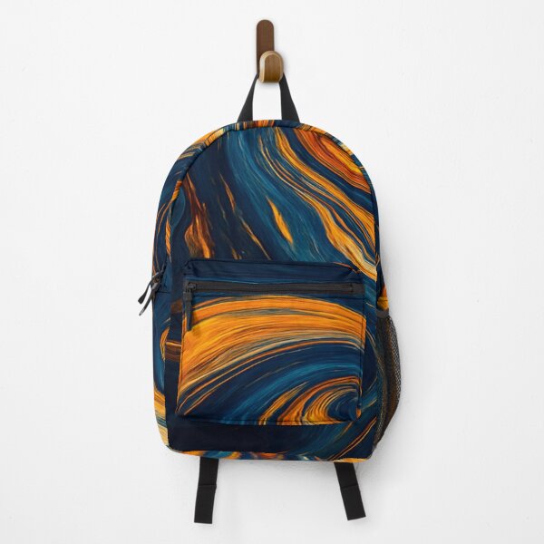 Item preview, Midnight Azure and Amber Gold Abstract Paint Swirl designed and sold by MakarenaCreate.