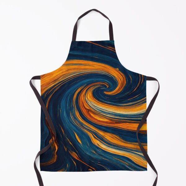 Item preview, Midnight Azure and Amber Gold Abstract Paint Swirl designed and sold by MakarenaCreate.