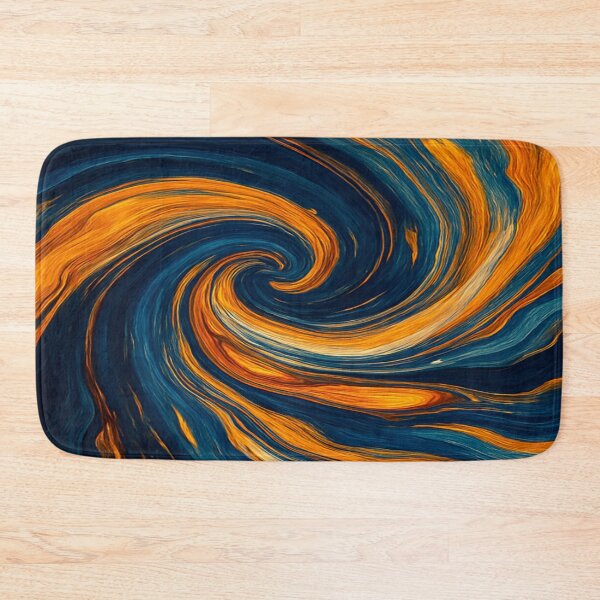 Item preview, Midnight Azure and Amber Gold Abstract Paint Swirl designed and sold by MakarenaCreate.