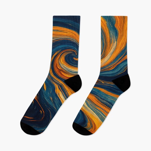 Item preview, Midnight Azure and Amber Gold Abstract Paint Swirl designed and sold by MakarenaCreate.