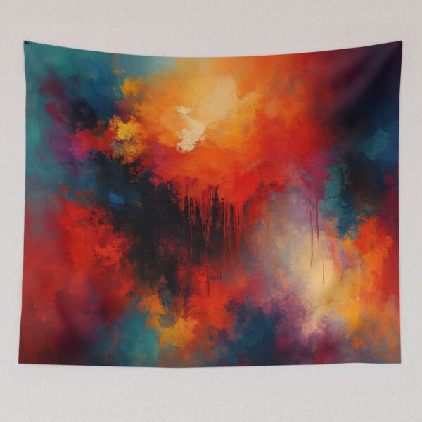 Item preview, Abstract Fire and Ice Moody Expressionist Oil Painting designed and sold by MakarenaCreate.