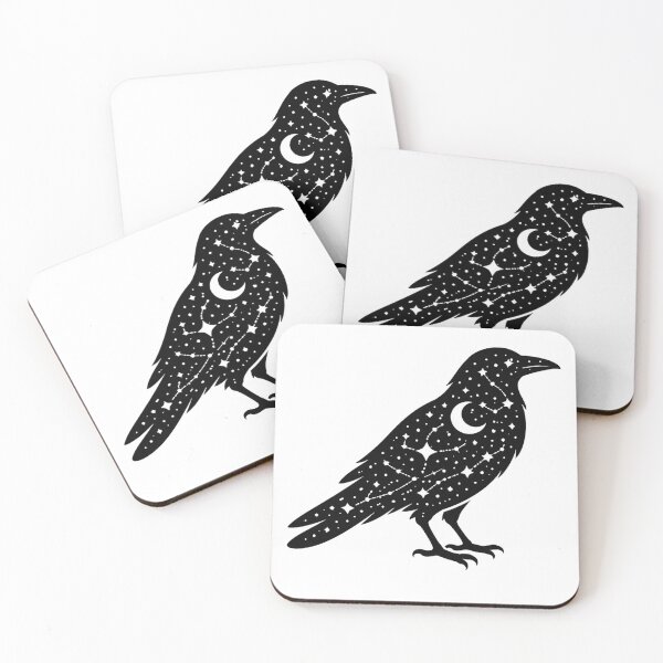 Item preview, Cuervo místico con símbolos celestiales: diseño estético de constelación en blanco y negro. designed and sold by CosmicCutouts.
