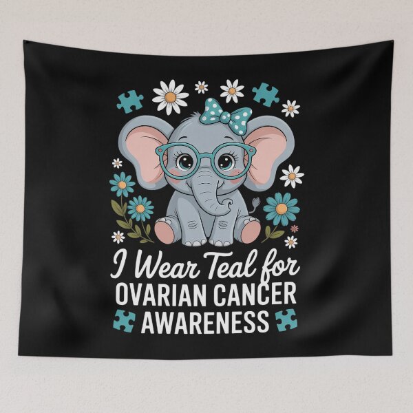 Item preview, Teal Elephant I Wear Teal For Ovarian Cancer Awareness designed and sold by HellD3vil-Art.