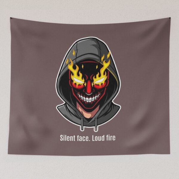 Item preview, Silent Face Loud Fire – Flaming Demon Mask designed and sold by Mojbin.