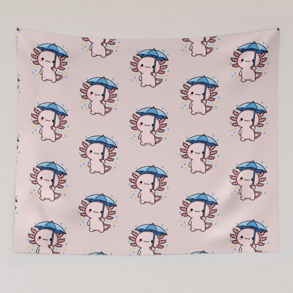 Item preview, Rainy Day Axolotl – Cute Kawaii Axolotl with Umbrella designed and sold by ColorSplash123.