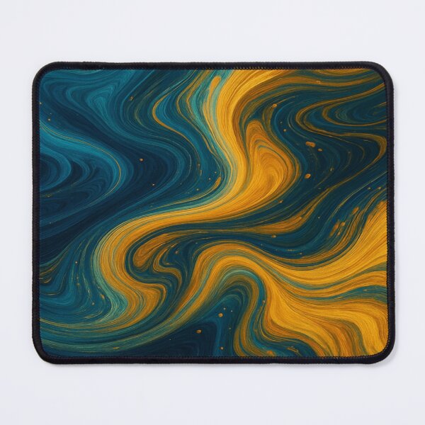 Item preview, Celestial Blue and Amber Gold Nebula Swirl Abstract designed and sold by MakarenaCreate.