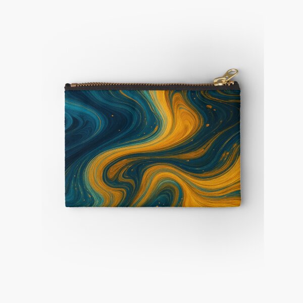 Item preview, Celestial Blue and Amber Gold Nebula Swirl Abstract designed and sold by MakarenaCreate.