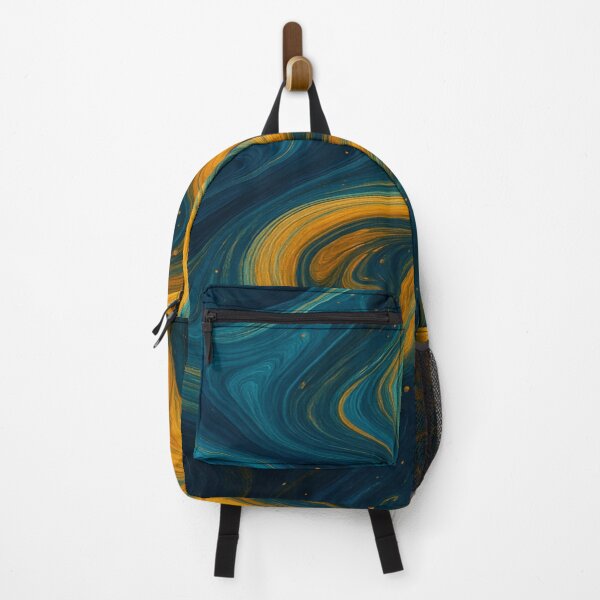 Item preview, Celestial Blue and Amber Gold Nebula Swirl Abstract designed and sold by MakarenaCreate.