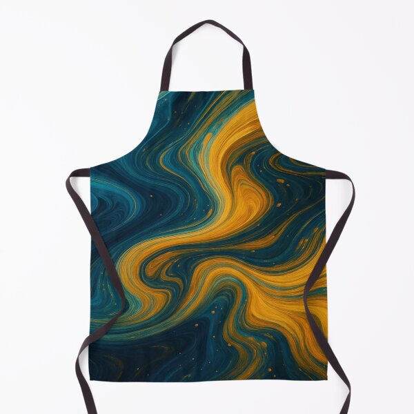 Item preview, Celestial Blue and Amber Gold Nebula Swirl Abstract designed and sold by MakarenaCreate.