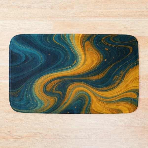 Item preview, Celestial Blue and Amber Gold Nebula Swirl Abstract designed and sold by MakarenaCreate.