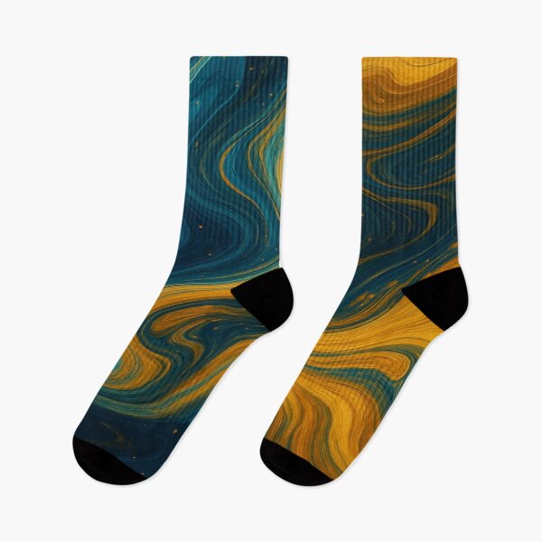 Item preview, Celestial Blue and Amber Gold Nebula Swirl Abstract designed and sold by MakarenaCreate.