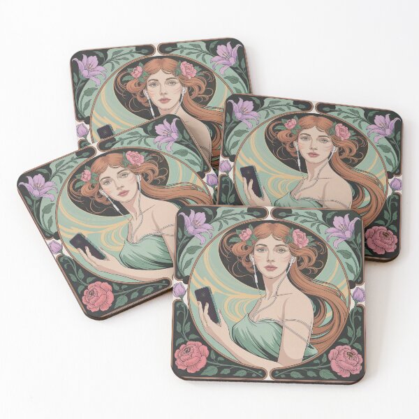 Item preview, Modern Art Nouveau Woman Poster – Mucha Inspired Floral Portrait Contemporary Illustration designed and sold by Tamas Das.