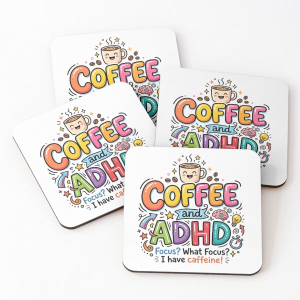 Item preview, Powered by coffee and adhd funny quote designed and sold by Marti’s Shop Corner.