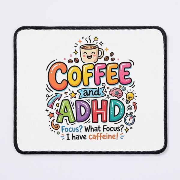 Item preview, Powered by coffee and adhd funny quote designed and sold by Marti’s Shop Corner.