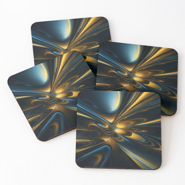 Item preview, Futuristic Glossy Blue and Gold 3D Flow Abstract designed and sold by MakarenaCreate.
