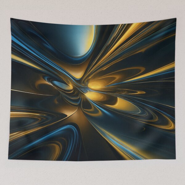 Item preview, Futuristic Glossy Blue and Gold 3D Flow Abstract designed and sold by MakarenaCreate.