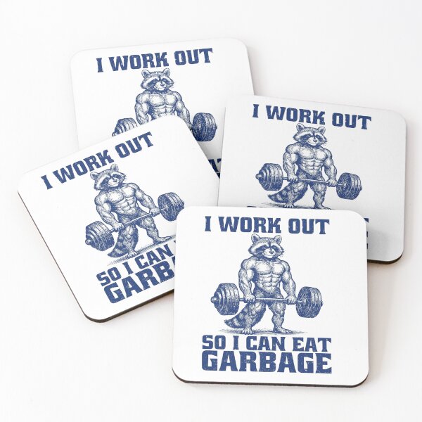 Item preview, I Work Out So I Can Eat Garbage - Funny Raccoon Bodybuilder Fitness Graphic designed and sold by JossDesign15.