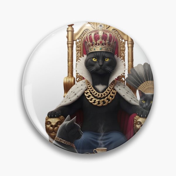 Item preview, Majestic Black Cat King on Throne with Coffee designed and sold by ArtivioShop.