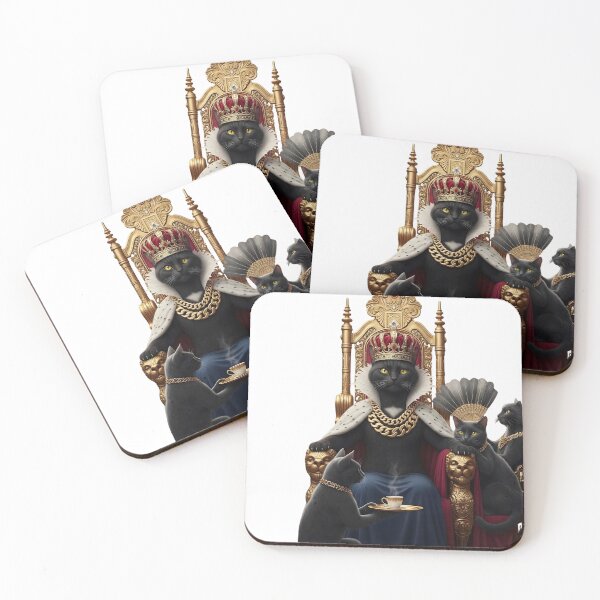 Item preview, Majestic Black Cat King on Throne with Coffee designed and sold by ArtivioShop.