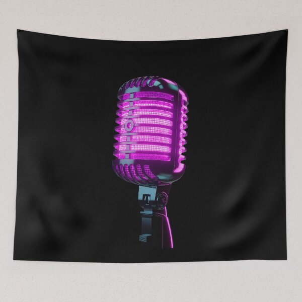 Item preview, Neon Purple Vintage Microphone - Retro Music Synthwave Art designed and sold by powersunlight.