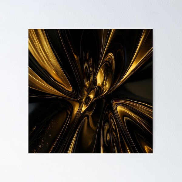 Item preview, Gilded Obsidian High Gloss 3D Liquid Gold Abstract designed and sold by MakarenaCreate.