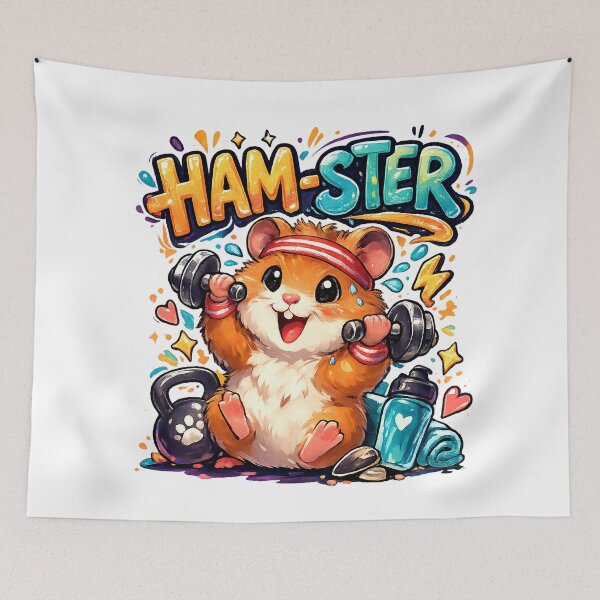 Item preview, Ham-Ster Cute Hamster Gym Pun | Funny Chubby Hamster Lifting Weights Kawaii Fitness Design designed and sold by StrayaDesign.