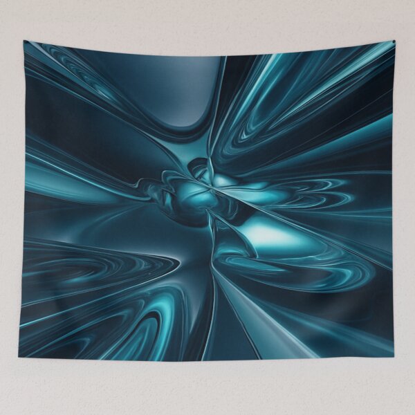 Item preview, Futuristic Teal Cyber Flow 3D Liquid Chrome Abstract designed and sold by MakarenaCreate.
