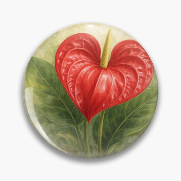 Item preview, Anthurium Elegance – Glossy Heart Bloom Circle Design designed and sold by TheJoyfulPen.