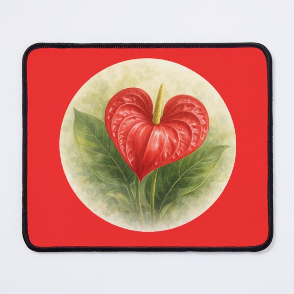 Item preview, Anthurium Elegance – Glossy Heart Bloom Circle Design designed and sold by TheJoyfulPen.