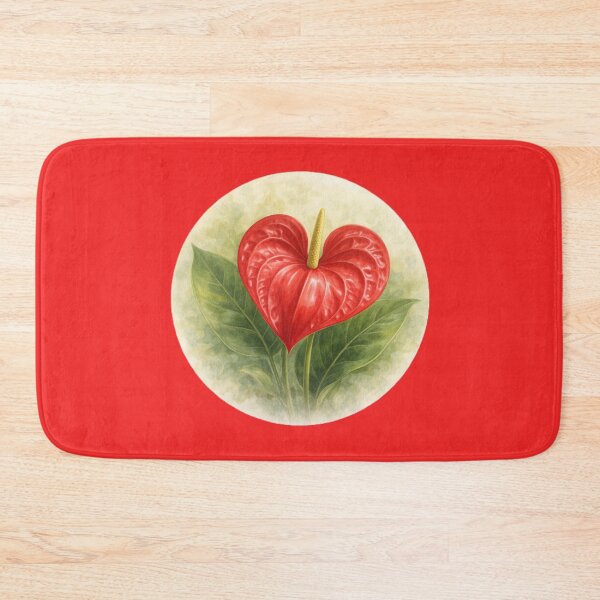 Item preview, Anthurium Elegance – Glossy Heart Bloom Circle Design designed and sold by TheJoyfulPen.