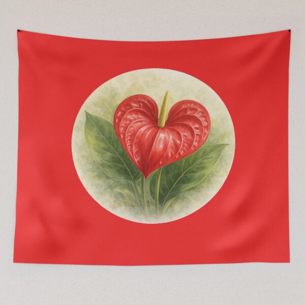 Item preview, Anthurium Elegance – Glossy Heart Bloom Circle Design designed and sold by TheJoyfulPen.