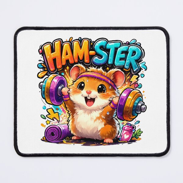 Item preview, Ham-Ster Funny Gym Hamster Pun | Cute Workout Hamster Lifting Weights Colorful Kawaii Fitness Art designed and sold by StrayaDesign.