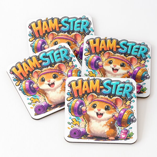 Item preview, Ham-Ster Funny Gym Hamster Pun | Cute Workout Hamster Lifting Weights Colorful Kawaii Fitness Art designed and sold by StrayaDesign.
