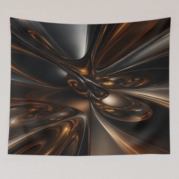 Item preview, Molten Bronze and Onyx 3D Metallic Flow Abstract Art designed and sold by MakarenaCreate.