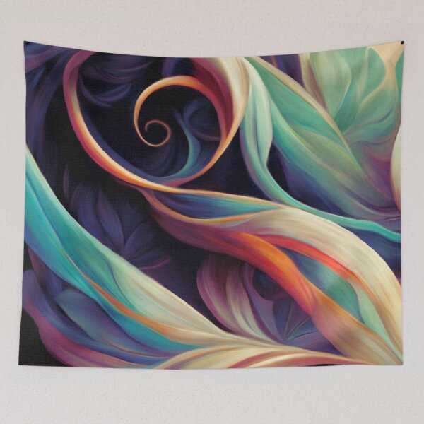 Item preview, Blue, Sea Green And Aqua Floral Swirls Abstract Painting  designed and sold by DEC02.