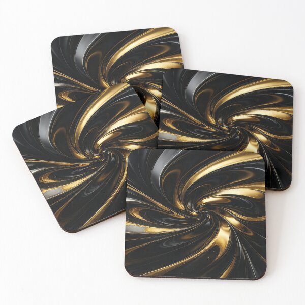 Item preview, Luxurious Galactic Vortex Black and Gold Shimmer Abstract Art designed and sold by MakarenaCreate.