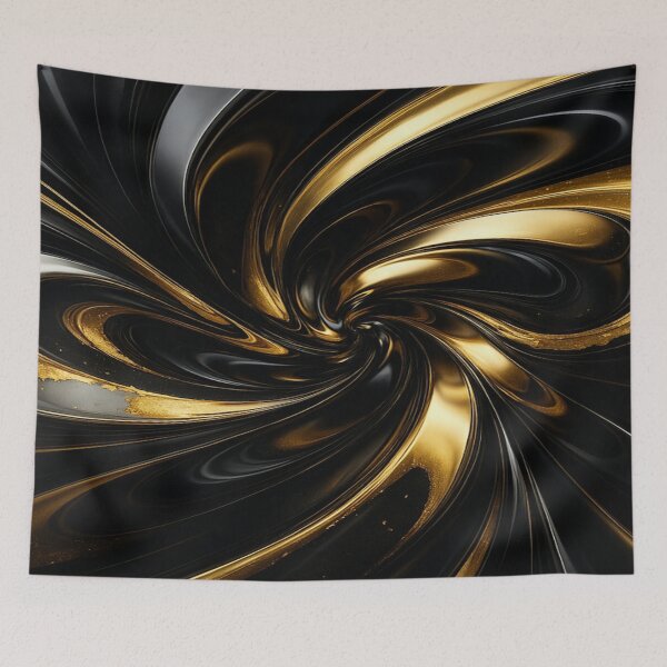 Item preview, Luxurious Galactic Vortex Black and Gold Shimmer Abstract Art designed and sold by MakarenaCreate.