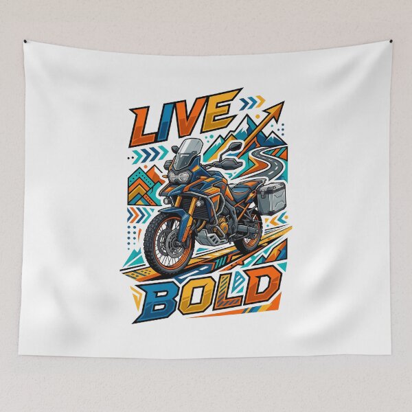 Item preview, Retro Adventure Touring Motorcycle with Live Bold Quote Design designed and sold by Tong4130.