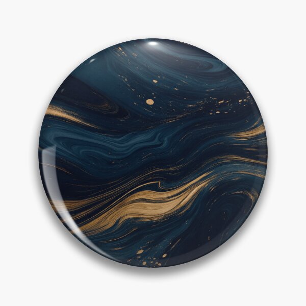 Item preview, Midnight Indigo and Gold Leaf Celestial Flow Abstract Art designed and sold by MakarenaCreate.