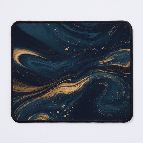 Item preview, Midnight Indigo and Gold Leaf Celestial Flow Abstract Art designed and sold by MakarenaCreate.