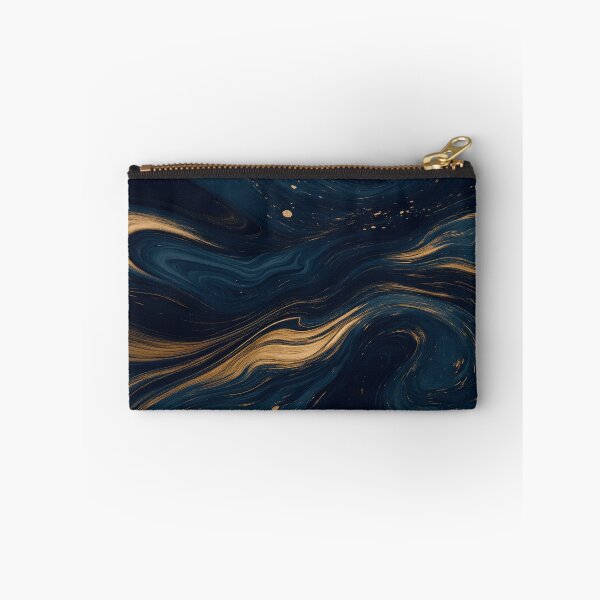 Item preview, Midnight Indigo and Gold Leaf Celestial Flow Abstract Art designed and sold by MakarenaCreate.