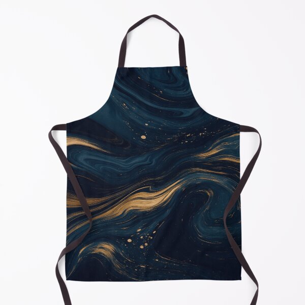 Item preview, Midnight Indigo and Gold Leaf Celestial Flow Abstract Art designed and sold by MakarenaCreate.
