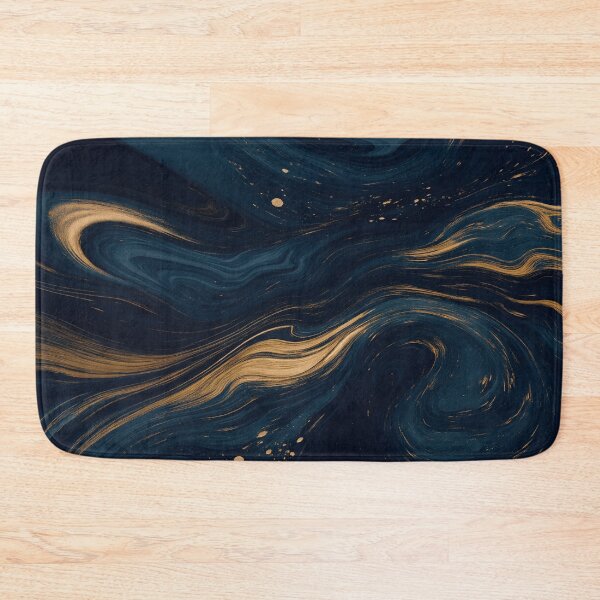 Item preview, Midnight Indigo and Gold Leaf Celestial Flow Abstract Art designed and sold by MakarenaCreate.